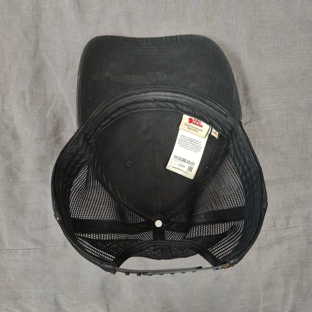 Fjallraven 1960 Logo Baseball Cap Hat L/XL Black Mesh Snapback‎ Gorpcore Trucker